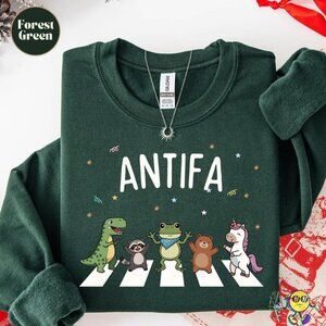 ANTIFA Inflatable Costume Portland Frog Sweatshirt, Abolish ICE Anti Fascism